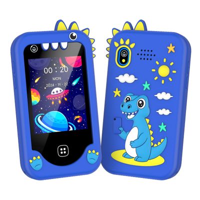 Kids Smart Toy Phone Blue 2.8" Touchscreen with Dual Cameras 17 Puzzle Games 13 Habit Tracking Alarms Christmas/Birthday Gift for 3-10 Year Old Boys Girls Travel Educational Toy