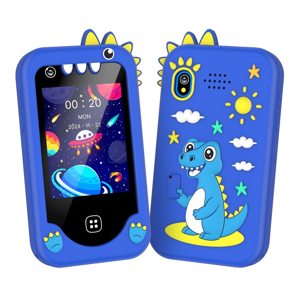 Kids Smart Toy Phone Blue 2.8" Touchscreen with Dual Cameras 17 Puzzle Games 13 Habit Tracking Alarms Christmas/Birthday Gift for 3-10 Year Old Boys Girls Travel Educational Toy