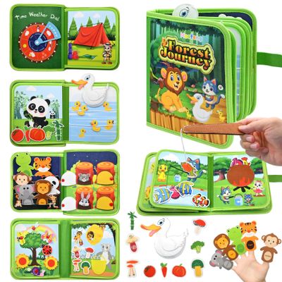 Meafeng Jungle Busy Book for Toddlers 1-3 - Montessori Quiet Activity & Learning Book with Jungle Animals, Educational Toy for 1 2 3 Year Old Boys Girls, Travel Toy for Airplane & Car Trips