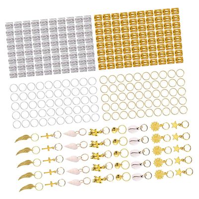 DEARMAMY 305Pcs Dreadlock Beads and Hair Accessories Set Gold Decorative Hairpins and Spring Rings for Women Includes Shell Charms and Snowflake Pendants