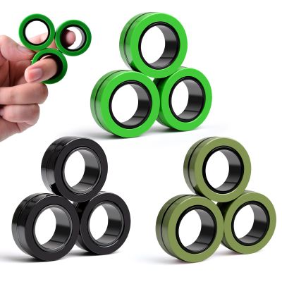 Cevioce 9 PCS Magnetic Ring Fidget Toys Set,ADHD Anxiety Magnetic Finger Spinner Pack for Adults and Teens,Kids Coolest Magnet Stress Relief Toy for 8+ Year Old Boys Girls Present