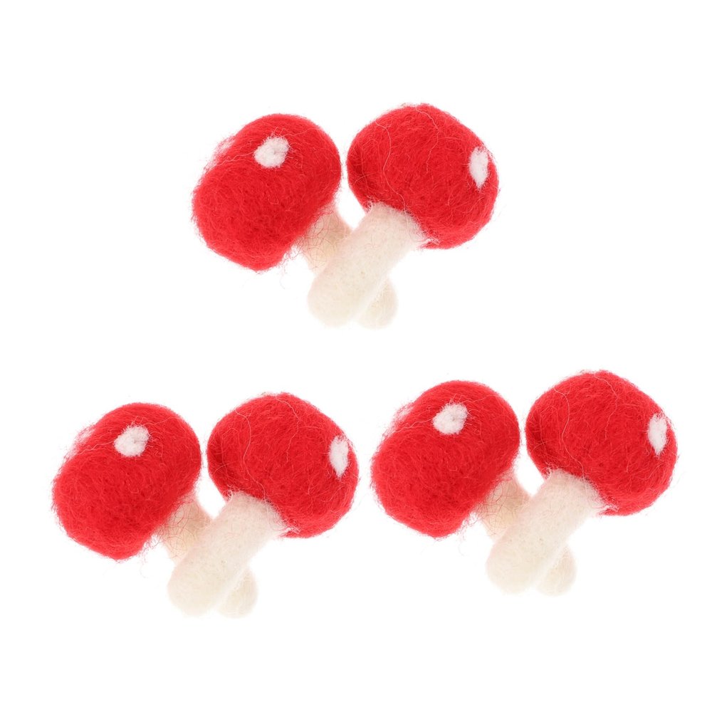 EPIGEIST 6Pcs DIY Felt Mushroom Decors for Craft Hair Band Accessories Headdress Decoration Material Fun and Chic DIY Supplies for Creative Projects Red