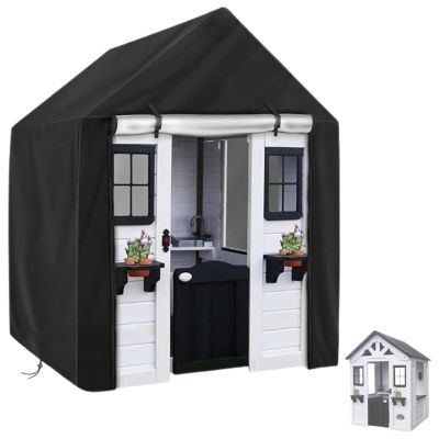 Andacar Outdoor Playhouse Cover for Backyard Discovery Wooden Playhouse, Waterproof Kids Playhouse Cover Heavy Duty Play House for Kids Covers, Black, 43" L x 47" W x 55" H
