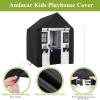 Andacar Outdoor Playhouse Cover for Backyard Discovery Wooden Playhouse, Waterproof Kids Playhouse Cover Heavy Duty Play House for Kids Covers, Black, 43" L x 47" W x 55" H view 3