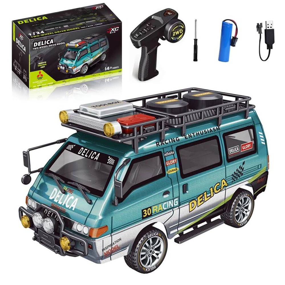 Actualia 1:24 Scale RC Delica Van Model, 2.4Ghz Full Proportional 2WD RC Model Vehicle with 130S Motor, Remote Control Car for Adults & Hobbyists