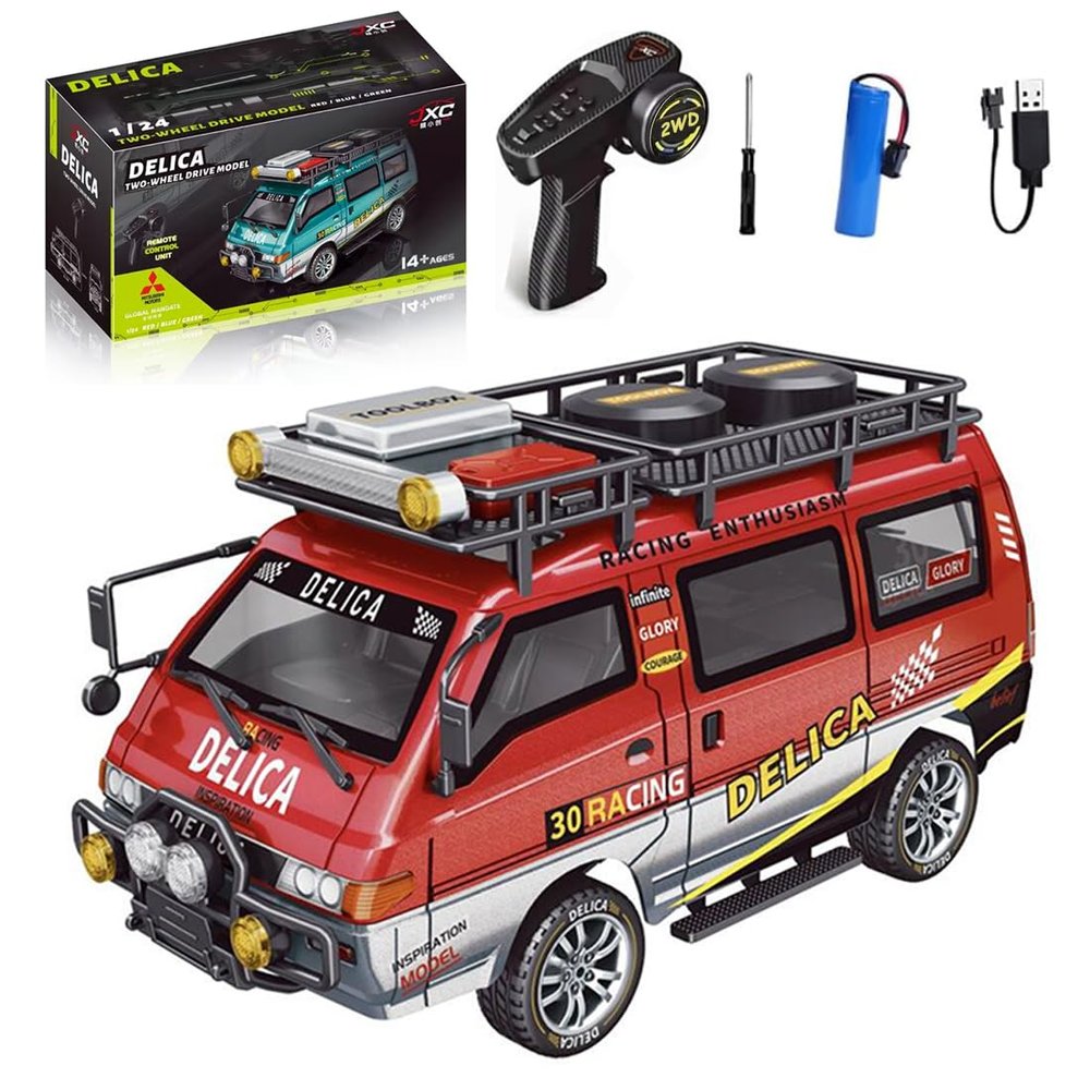 Actualia 1:24 Scale RC Delica Van Model, 2.4Ghz Full Proportional 2WD RC Model Vehicle with 130S Motor, Remote Control Car for Adults & Hobbyists