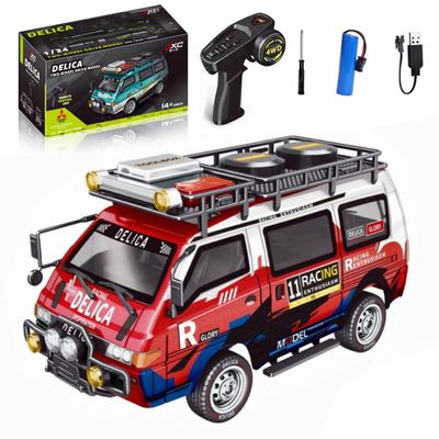 Actualia 1:24 Scale RC Delica Van with Gearbox & Headlights, 2.4Ghz Full Proportional 4WD RC Model Vehicle, Remote Control Car for Adults & Hobbyists