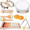 Baby Musical Instruments-Wooden Montessori Musical Toys for Toddlers 1-3, INLAIER Neutral Colors Xylophone Tambourine Musical Instruments for Toddlers 1-3 4 5 Kids Preschool Educational Gifts view 1