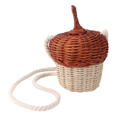 Beavorty Mini Rattan Bag for Lovely Change Purse and Storage Bag Handheld Photography Prop with Smooth Surface and Creative Design for Boys