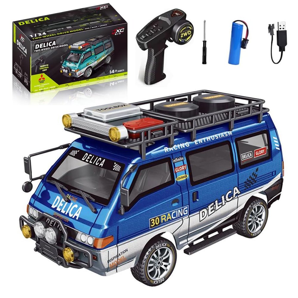 Actualia 1:24 Scale RC Delica Van Model, 2.4Ghz Full Proportional 2WD RC Model Vehicle with 130S Motor, Remote Control Car for Adults & Hobbyists