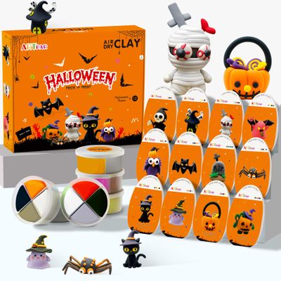 ARTPAR Halloween Crafts for Kids,Air Dry Clay Crafts Kit,12 Boxes Modeling Magic Soft Clay Art Sculpting Supplies,DIY Molding Clay Kit Hallowmas Pumpkin Party Favors for Boys & Girls Age 3-12