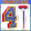 16 Inch Number 4 Blue and Golden Rings Pinata for Birthday Party Decorations, Blue Golden 4th Birthday Party Favor Supplies Fiesta Anniversary Celebration Birthday Pinata with Stick Blindfold Confetti view 2