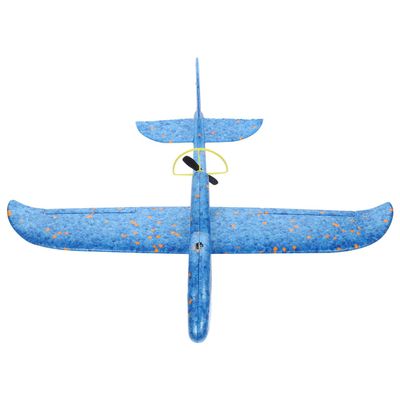 FUNNETOYU 1Pc Foam Hand Throwing Airplane Friendly Flying Glider Outdoor Fun for Boys Develops Practical Skills Safe Design Blue Color