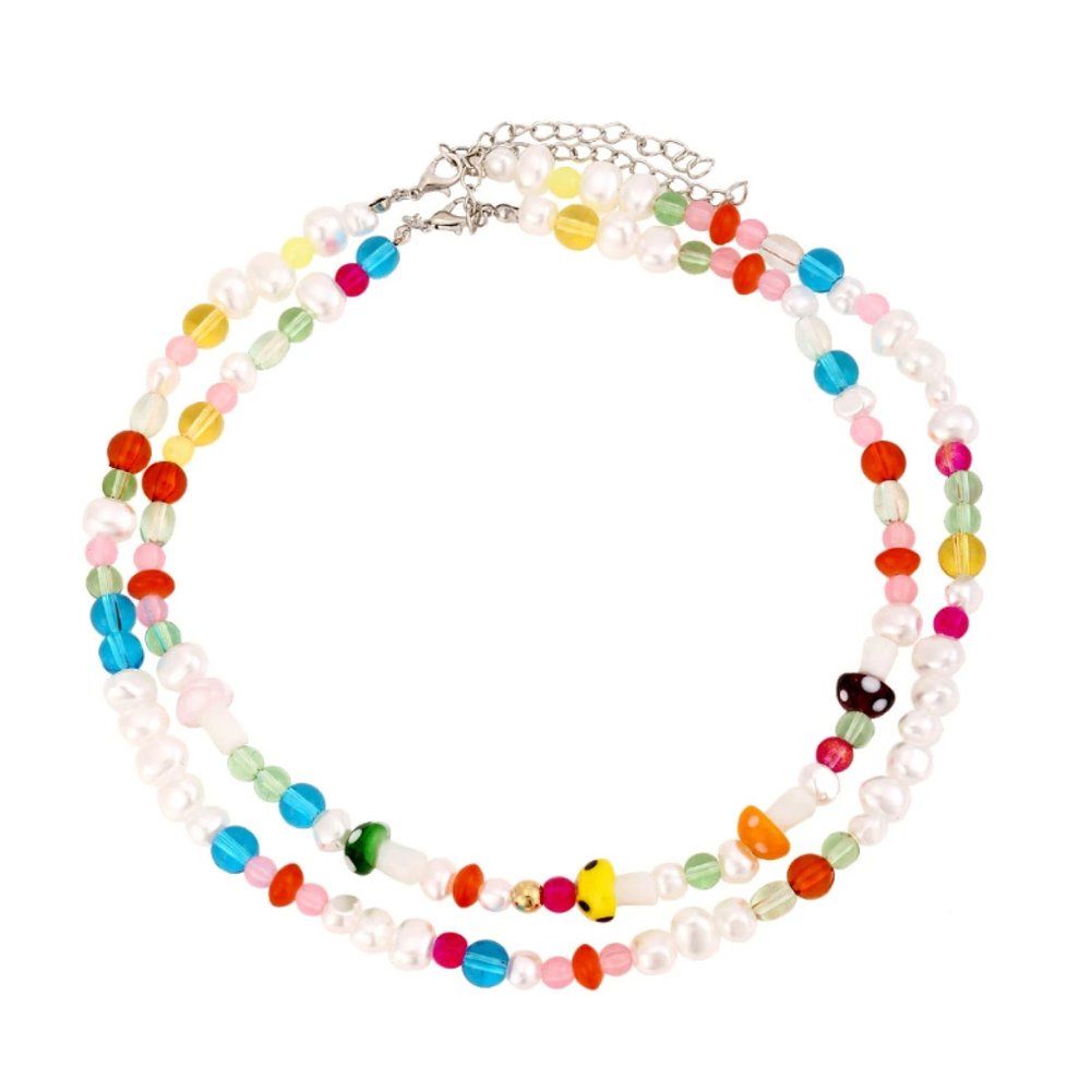 Bohemian Glass Multi Layer Layered Handmade Bead Pearl Necklace For Women,multicolour,40+7cm/47+7cm