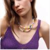 Bohemian Glass Multi Layer Layered Handmade Bead Pearl Necklace For Women,multicolour,40+7cm/47+7cm view 2