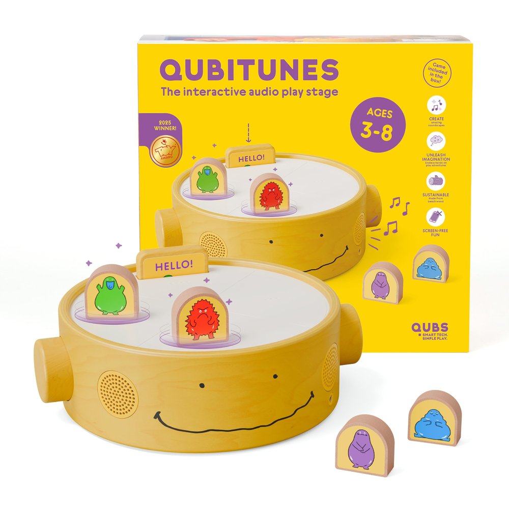 QUBITUNES, Starter Set, Interactive Audio Player & Gaming Platform for Kids Ages 3+ | Create Music, Sound & Stories | Screen-Free Playtime for Boys & Girls