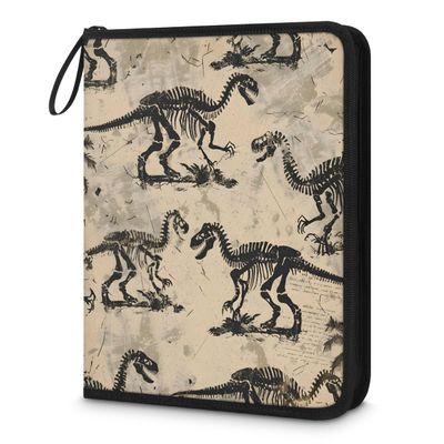 Adornori Cool Dinosaur Skeleton 4 Pocket Card Binder Holds 400 Cards Trading Card with Sleeves & Zipper Card Storage Organizer for MTG, TCG, Sports & Game Cards
