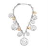 ZYIBPMSJKQCFK Heart Shaped Pendant Retro Irregular Handmade Chain Splicing Necklace,silvery,48+7cm view 1