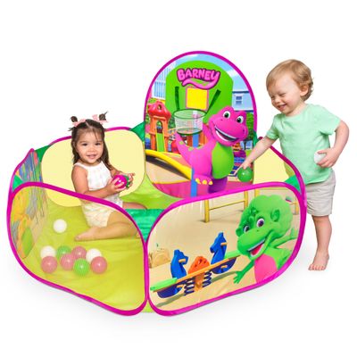 Barney Pop Up Playground  Ball Pit with 25 Play Balls and Basketball Hoop, Toddlers 2+