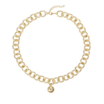 ZYIBPMSJKQCFK Punk Style Bead Pendant Metal Necklace Women'S Accessory,golden,48+5cm