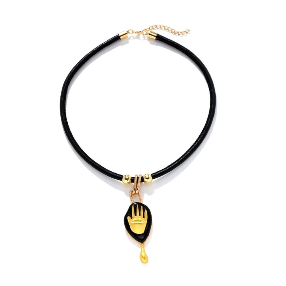 ZYIBPMSJKQCFK Bohemian PU Leather Rope Vintage Handmade Necklace For Women,black,43.3+7cm