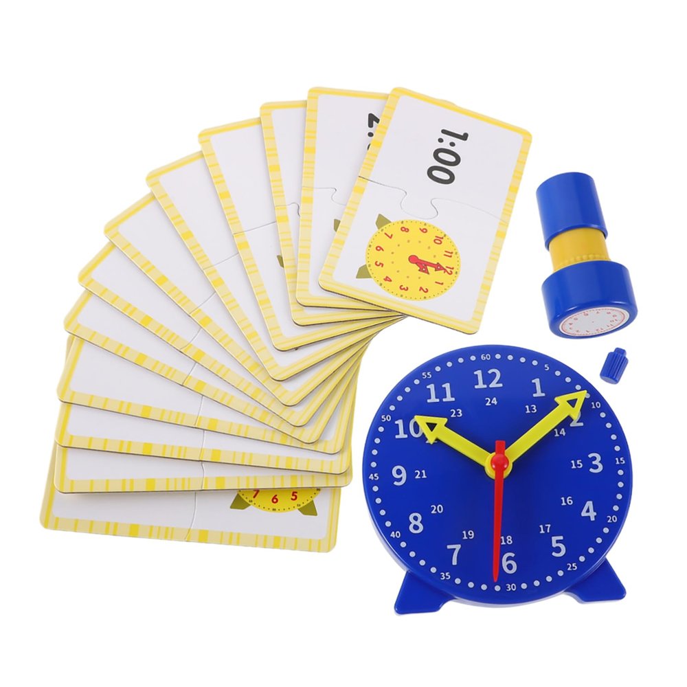 Abaodam 1Set Learning Clock Set Classroom Teaching Timepiece with Stamp DIY Cards for Educational Fun Engaging Clock Tool for Learn Concepts