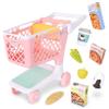 Pretend Shopping Cart, Sturdy Plastic, Includes Pretend Food, Pink Shopping Cart for Kids Age 2+ view 1