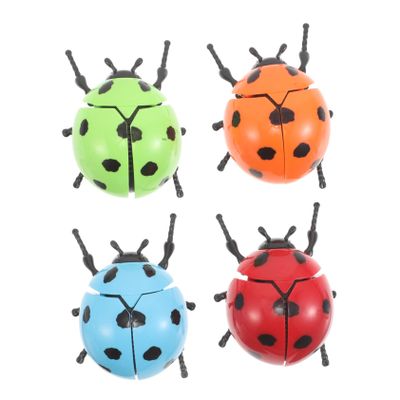 Abaodam 4Pcs Wind Up Ladybug Realistic Crawling Beetle Figurines with Clockwork Mechanism for Engaging Mechanical Insect Party Favor for Group Play and Interactive Fun