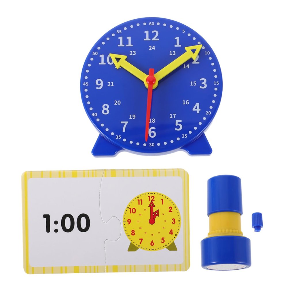 BESPORTBLE 1Set Learning Clock Set Interactive Classroom Teaching Clock for Recognition Complete Timetelling Kit with Model Stamp and DIY Cards for Group Learning