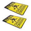 Ciieeo 2Pcs Slow Crossing Signs High Visibility Caution Signs for Streets Playgrounds Iron Construction Enhance Safety for Playing Road Awareness Sign view 1