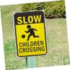 Ciieeo 2Pcs Slow Crossing Signs High Visibility Caution Signs for Streets Playgrounds Iron Construction Enhance Safety for Playing Road Awareness Sign view 4
