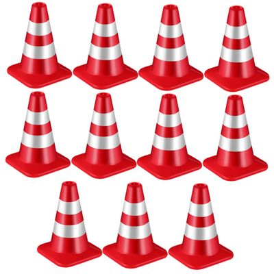 BESPORTBLE 12Pcs Mini Traffic Cones for Educational Road Signs for Sand Table Play and Decoration Bright Traffic Barrier Props