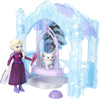 Mattel Disney Frozen Elsa Small Doll & Winter Animal Playset with Fox and Bird Figures, Slide & Accessories, Storytime Stackers ICY Animal Hideaway