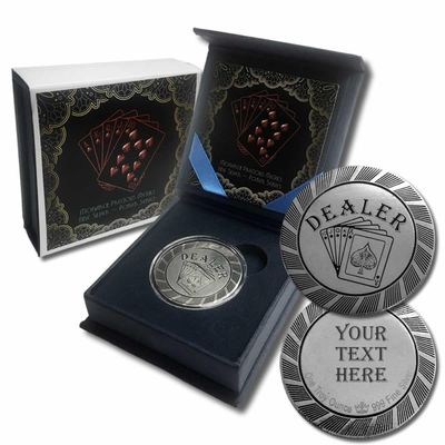 Monarch Precious Metals Custom Engraved 1oz .999 Fine Silver Poker Chip Dealer Button Marker with Gift Box
