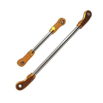 2Pcs Remote Control Car Accessories Metal Upgrade Front Axle Steering Servo Rod Fit For WLtoys 104006 104010 104020 104026(Yellow)