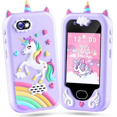 Lapare Kids Smart Phone Toy for Girls, 2.8" Touchscreen Toddler Learning Play Toy Phone with Dual Camera, Game, Music Player, 32GB SD Card, Christmas Birthday Gifts for Girls Age 3-10(Purple)