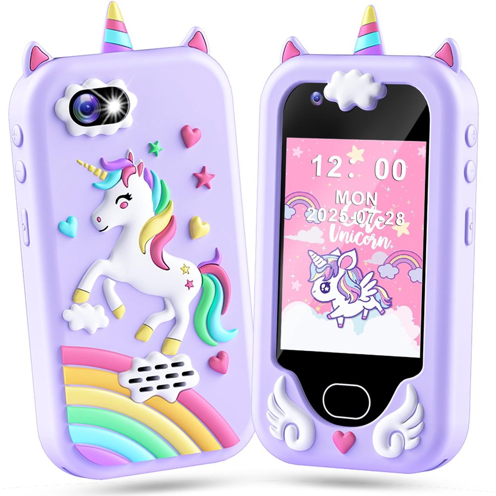 Lapare Kids Smart Phone Toy for Girls, 2.8" Touchscreen Toddler Learning Play Toy Phone with Dual Camera, Game, Music Player, 32GB SD Card, Christmas Birthday Gifts for Girls Age 3-10(Purple)