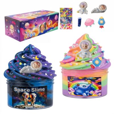 Cloud Slime Kit for Kids,2 Pack Fluffy Non Sticky Slime,14OZ/400ML Soft Stretchy Sensory Slime Toy,DIY Slime Kit,Slime Party Favor for Girls & Boys Birthday Gift