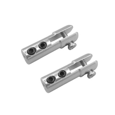 2PCS Metal Servo Arm Linkage Steering Gear Tie Rod Chuck Rudder Joint Coupler Red Blue with Set Screws for RC Model Boat(Silver)