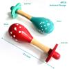 4 Pack Wooden Maracas for Toddlers, Baby Montessori Learning Toys with Antiskid Felt Design,Educational Musical Instruments Hand Percussion Rattles, Red and Turquoise view 2