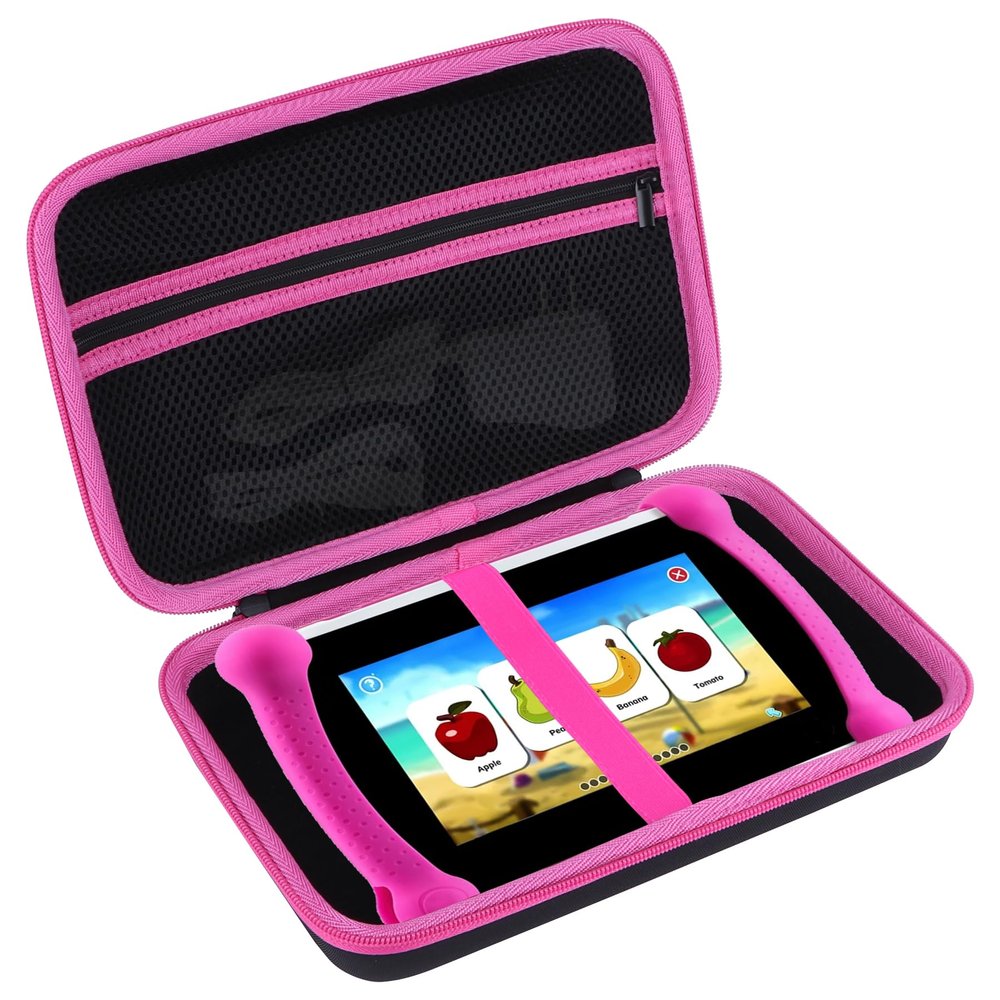 Peyyargo Storage Case Compatible with Leapfrog LeapPad Academy / LeapPad Ultimate / Epic Academy Edition Learning Tablet (Black + Pink)