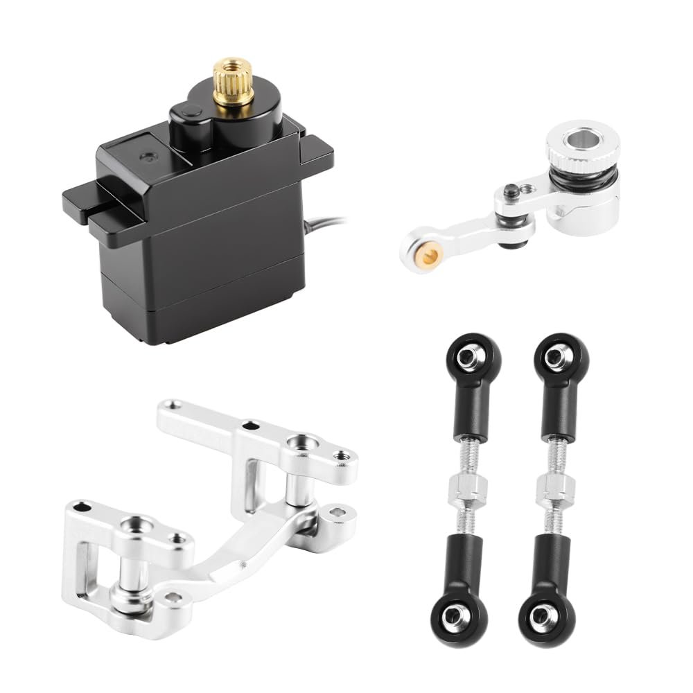 GLOBACT 1.2KG Metal Gear Servo & 20T Servo Saver with Drag Link and Steering Links and Steering Set for ARRMA 1/18 Granite Grom 1/14 Typhon Grom RC Truck Upgrade ARA340208 ARA340202 SPMSSX110