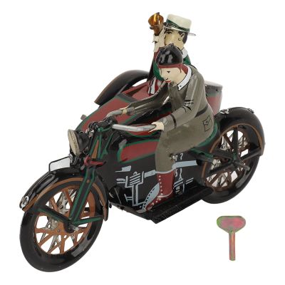 REXVTNS Vintage 3 Wheeled Motorcycle Wind Up Toy | Nostalgic Tin Toy Collectible for Adults/Young Ones | Handmade Decor for Bars/Home | Distinctive Present for Christmas/Birthdays