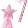 ALVOGIMOR 2 Pack Glitter Star Wand,Princess Costume Angel Role Play Stick Props for Birthday, Halloween, Christmas Party (Pink Gold, 12 inch) view 3