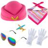 Beelittle Women's Stewardess Costume Accessories Flight Attendant Hat with Air Hostess Cosplay Costume Accessories(Magenta) view 1