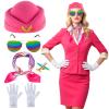 Beelittle Women's Stewardess Costume Accessories Flight Attendant Hat with Air Hostess Cosplay Costume Accessories(Magenta) view 2