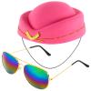 Beelittle Women's Stewardess Costume Accessories Flight Attendant Hat with Air Hostess Cosplay Costume Accessories(Magenta) view 3