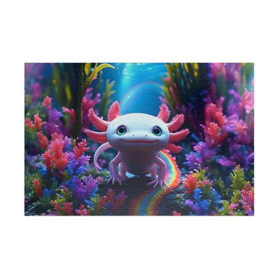 1000 Piece Axolotl Jigsaw Puzzles - Rainbow Coral Reef, Pink Salamander, Premium Glossy Finish, Travel Size Compact Box, Reference Picture Included