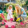 Kids Gardening Tools Set 7pcs Wheelbarrow Set with Shovel, Rake, Pink view 2