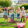 Kids Gardening Tools Set 7pcs Wheelbarrow Set with Shovel, Rake, Pink view 4